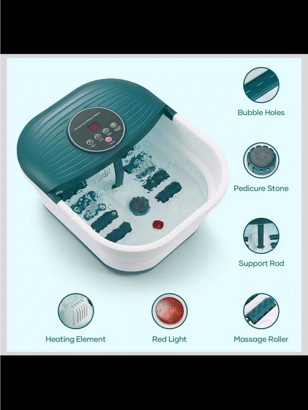 CURECURE Collapsible Foot Spa Massager - Heat, Bubbles & Timer - New in Box